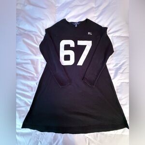 Ralph Lauren Black Long Sleeve Juniors Sweatshirt Dress with White '67' Graphic